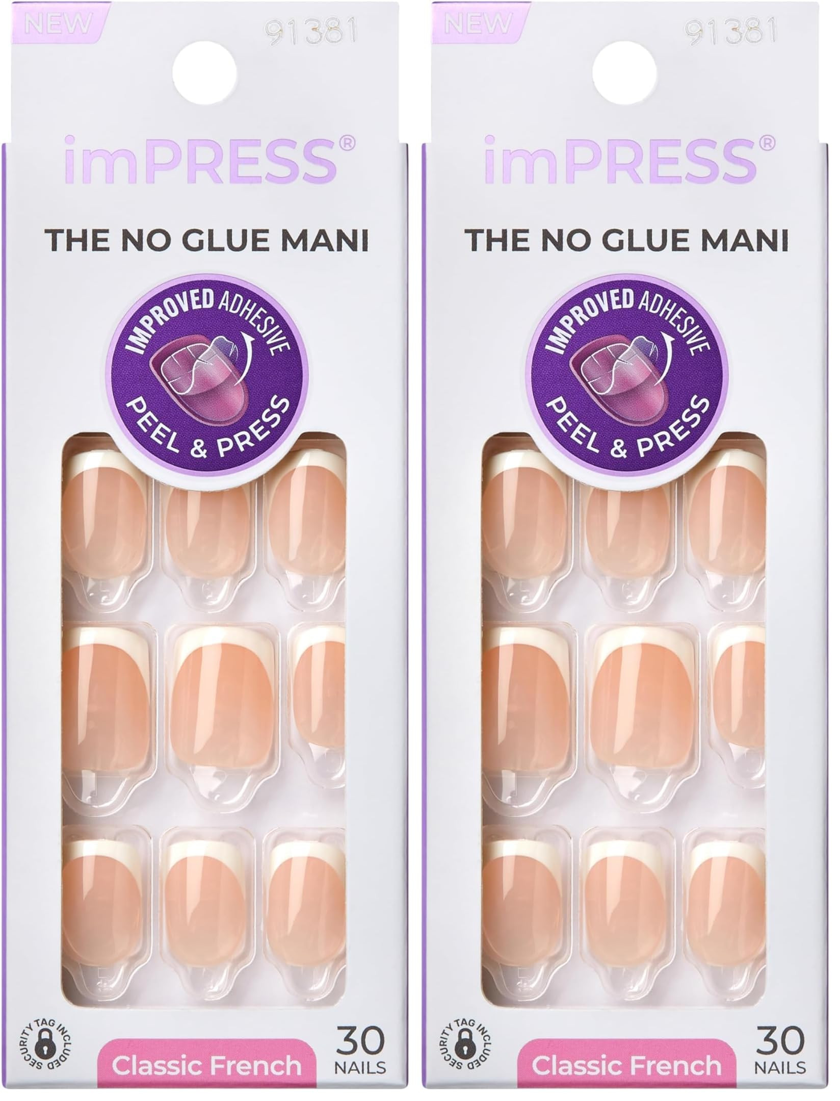 KISS imPRESS No Glue Mani Press On Nails,French,'Model',White,Short Size,Squoval Shape,Includes 3... | Amazon (US)