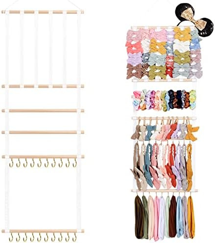 Headband & Bow Holder for Girls Hair Bows, Oaoleer Hanging Baby Headbands Storage, Scrunchies Hol... | Amazon (US)