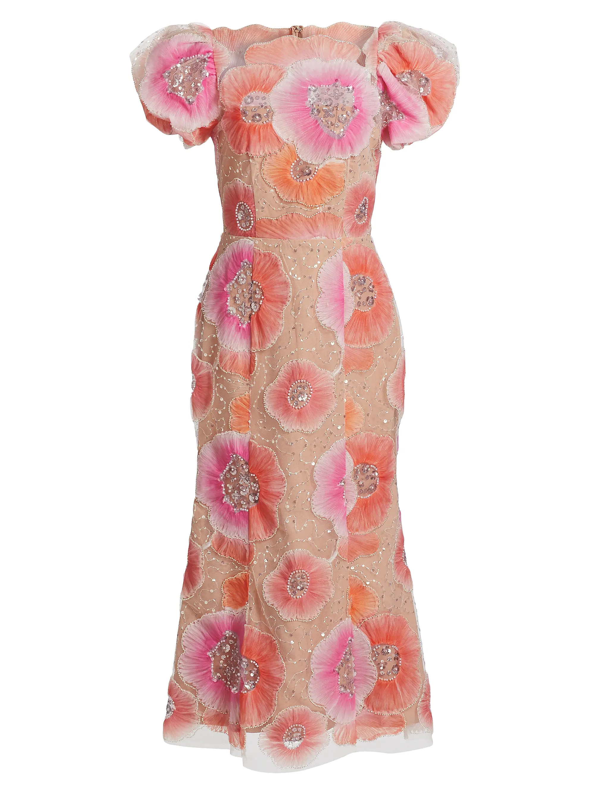 Brittany Floral Appliqué Midi-Dress | Saks Fifth Avenue