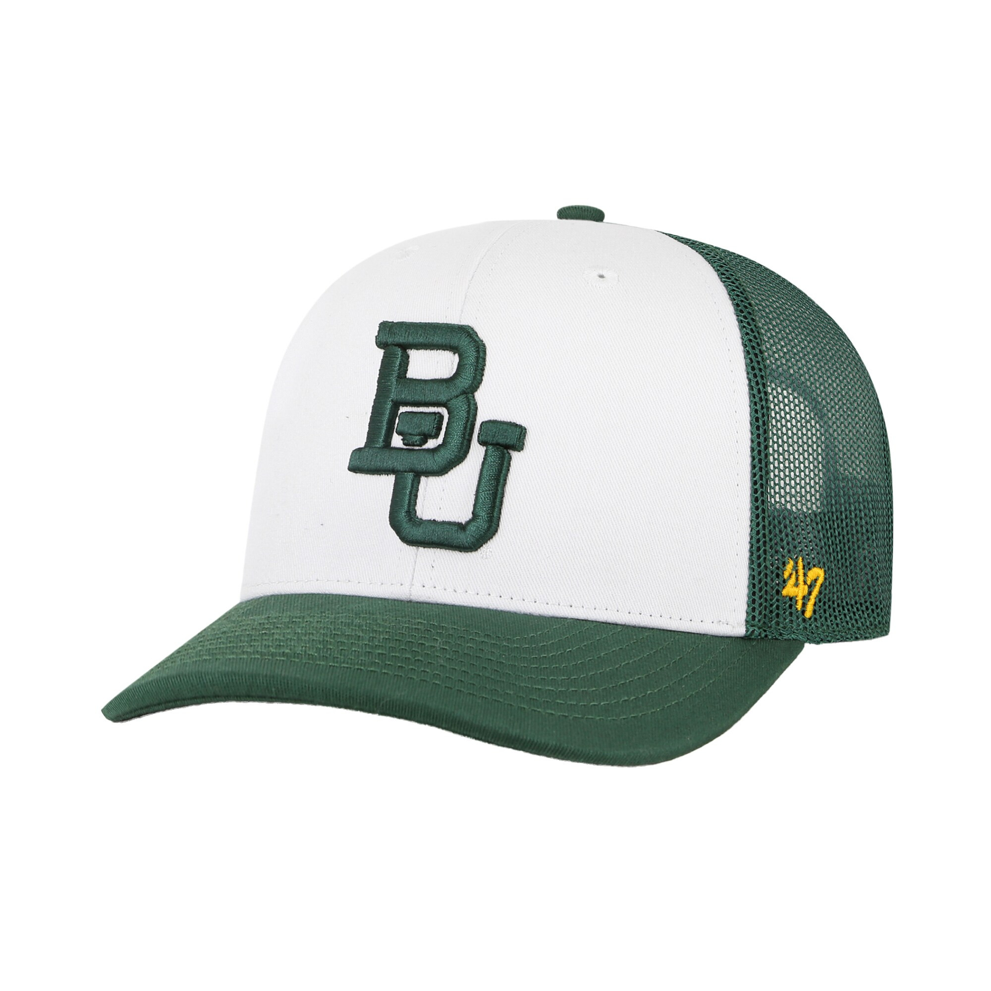 Baylor Bears '47 Freshman Trucker Adjustable Hat - White/Green | Fanatics