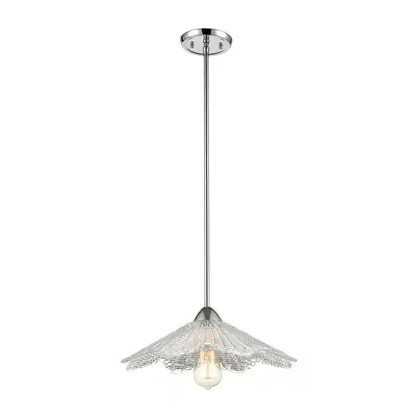 Radiance 1-Light Pendant in Polished Chrome with Clear Textured Glass - Overstock - 32865009 | Bed Bath & Beyond