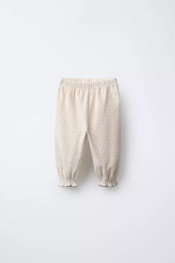POLKA DOT VELVET BAGGY PANTS | Zara US