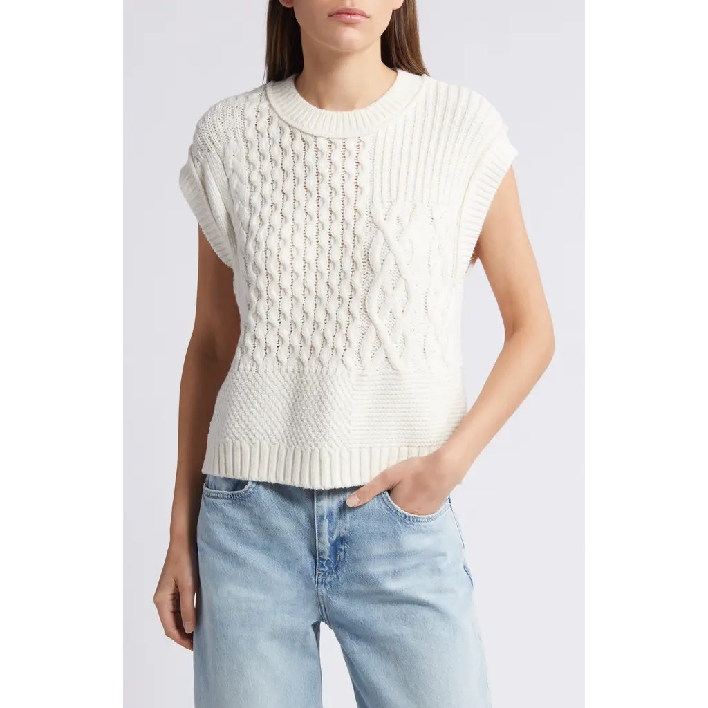 Madewell Patchwork Sweater Vest in Antique Cream at Nordstrom, Size Xx-Small | Nordstrom