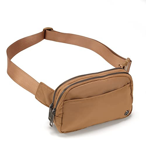 Pander Everywhere Belt Bag for Women, 5 Zipper Pockets Nylon Crossbody Fanny Pack Purse (Caramel Burnt). | Amazon (US)