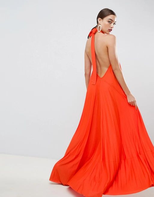 Out of stockASOS DESIGN backless halter pleated maxi dressMORE FROM: | ASOS US