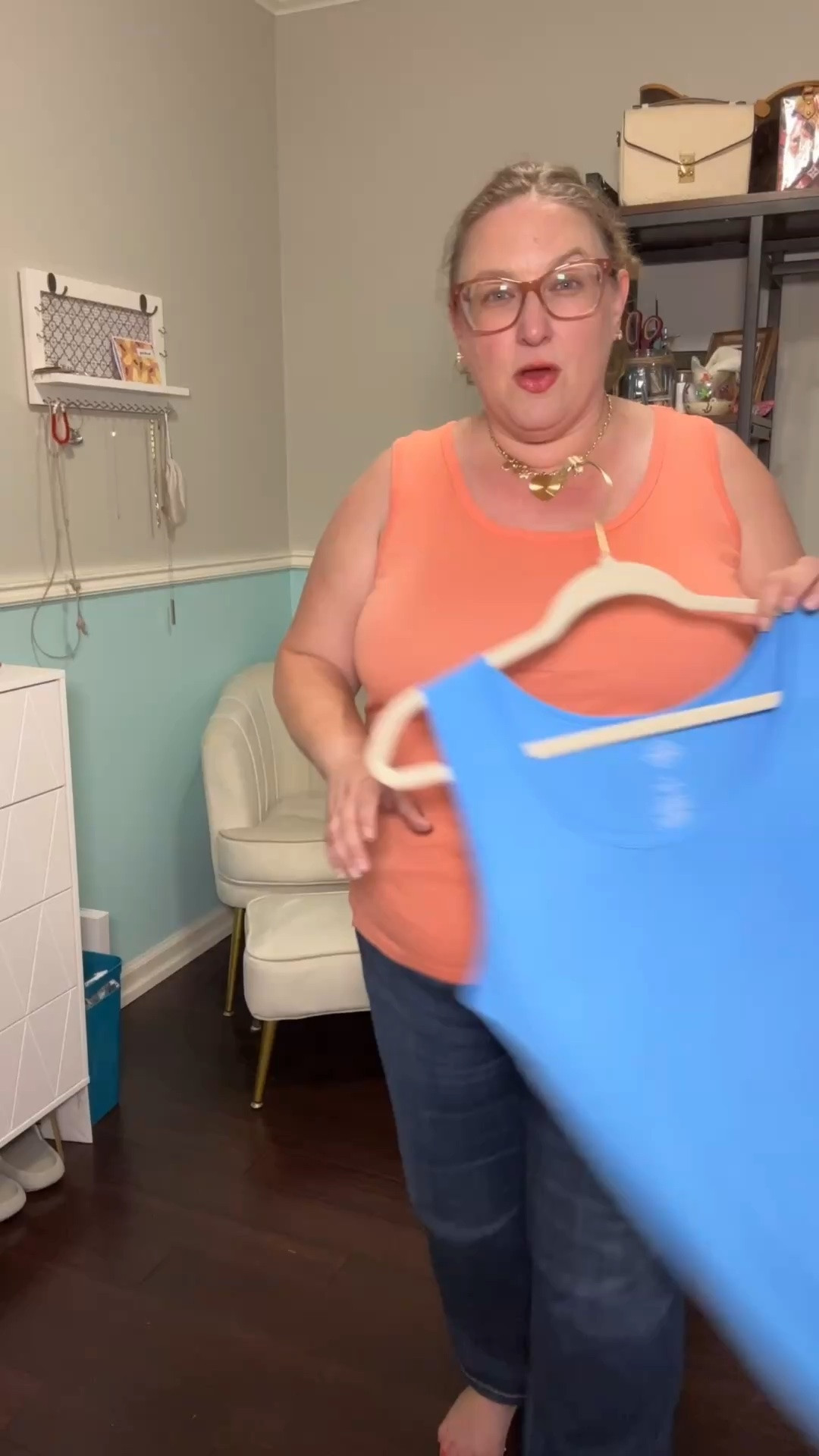 There are 2 different listings for the tanks. This is coral. From that listing, I also like Provence. 

From the second listing, I like
azure blue
Strawberry freeze
Aqua splash
Cabana coral
Honeydew

I sized down to XL.

They’re 100% cotton

#LTKOver40 #LTKMidsize #LTKSaleAlert
