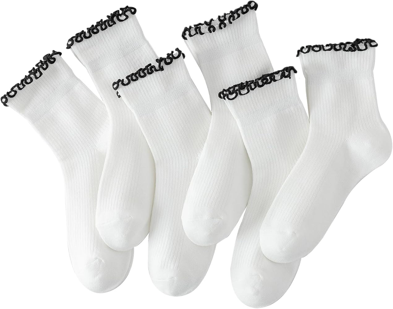 Hstyle 6 Pairs of Ruffle Socks Women, Cute Ruffle Ankle Socks | Amazon (US)