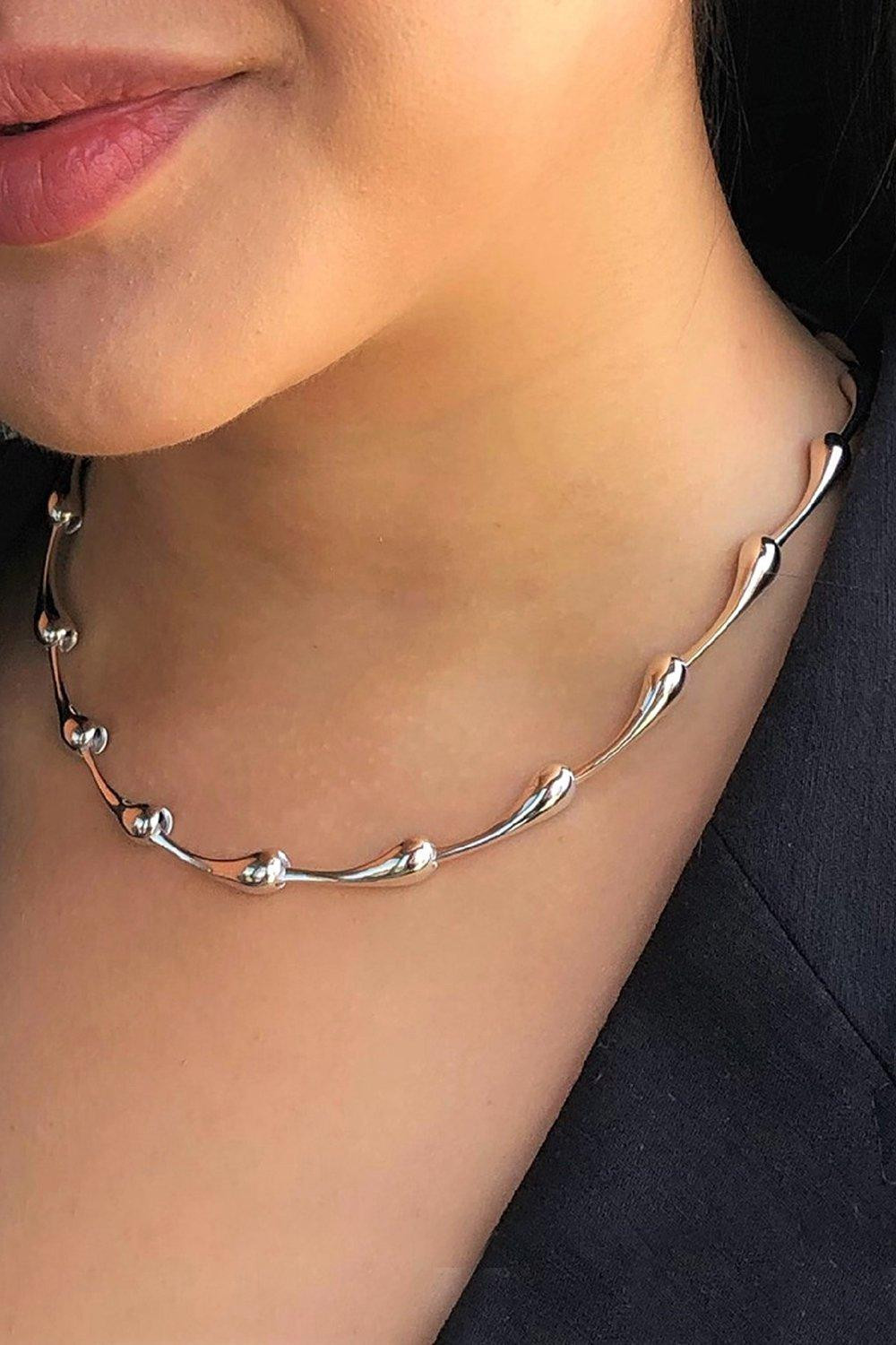 Teardrop Chunky Sterling Silver Necklace | Debenhams UK