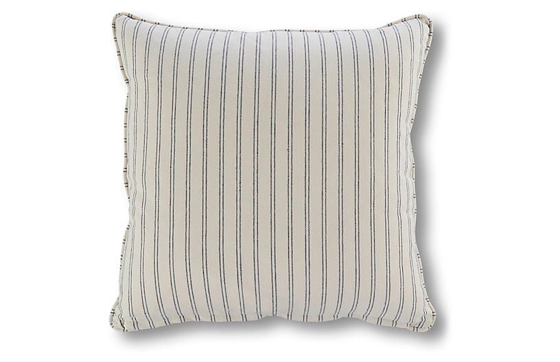 Comino 18x18 Stripe Pillow, Marine Blue | One Kings Lane