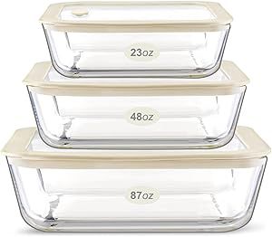 Urban Green Glass Food Container Set with Glass Lid, 3 Pack, Glass Containers with Silicone Frame... | Amazon (US)