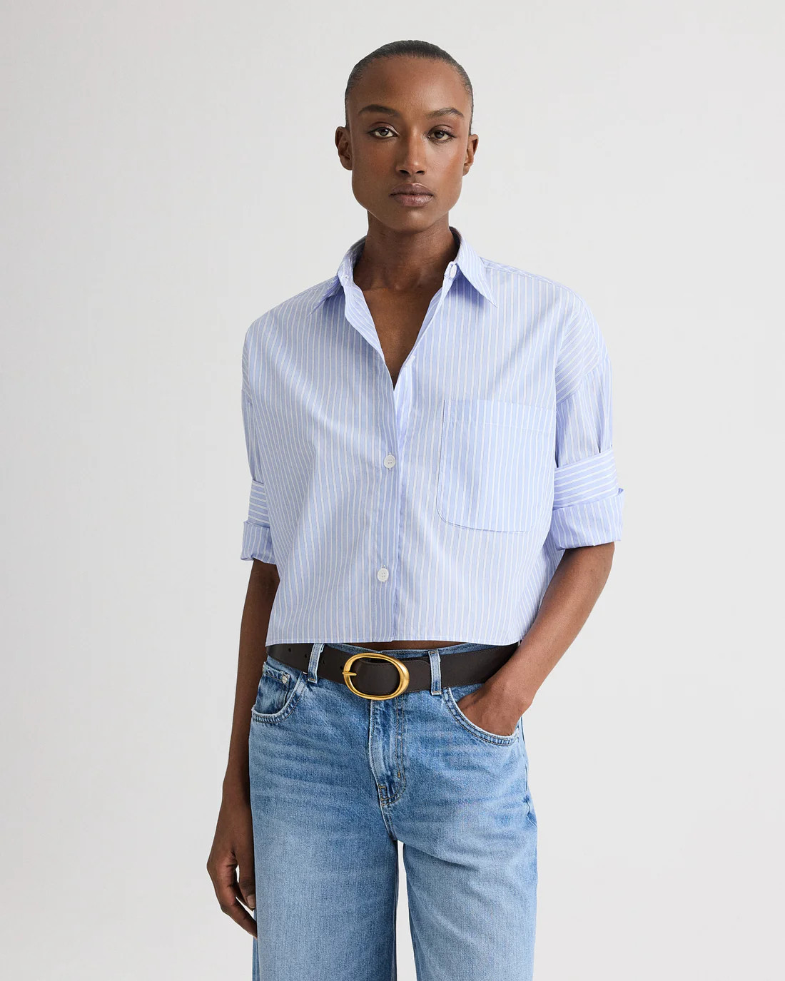 Next Ex Shirt in Spaced Stripe Cotton Shirting | TWP
