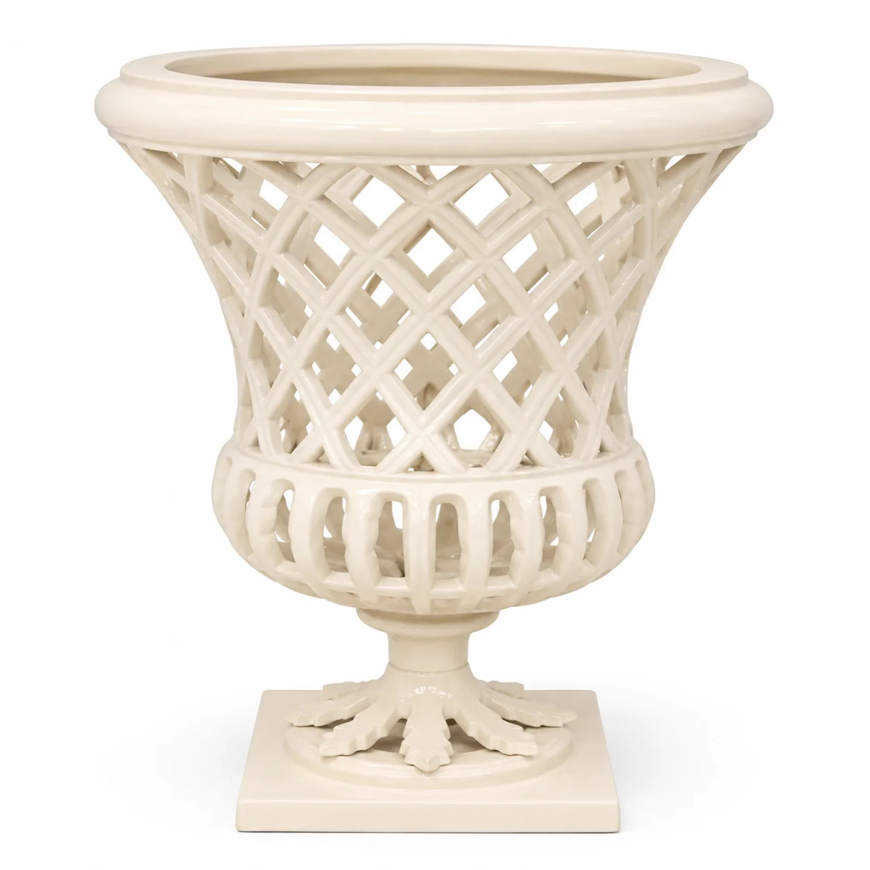 16" Bisque Lattice Urn | The Enchanted Home