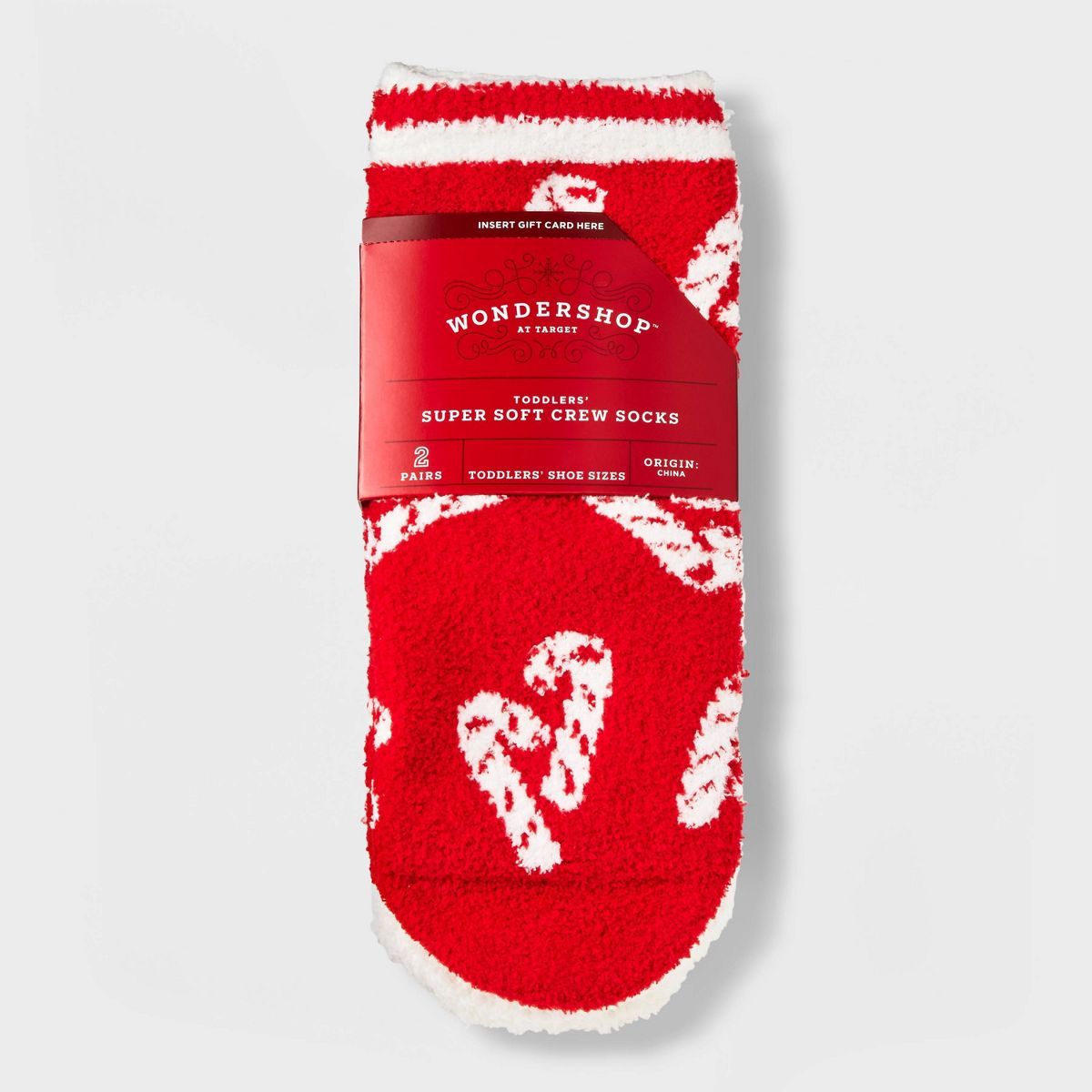 Toddler Candy Cane Cozy Crew Socks - Wondershop™ Red 2T-3T | Target
