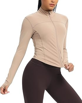 QUEENIEKE Womens Athletic Workout Jackets Cottony-Soft Full Zip Slim Fit Running Jacket 0703 | Amazon (US)