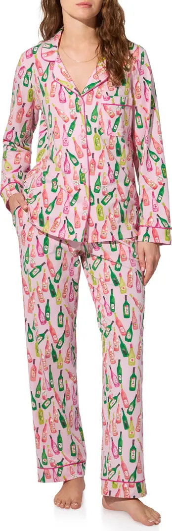 Print Stretch Organic Cotton Jersey Long Pajamas | Nordstrom