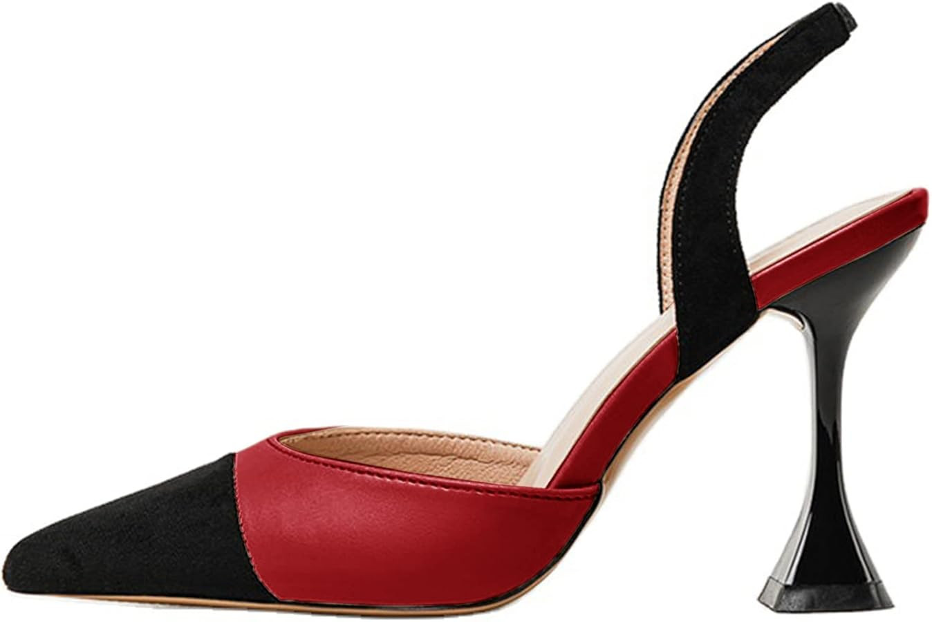 Coutgo Women's Slingback Pumps Pointed Toe Slip On Stiletto Heels Patchwork Dress Party Shoes | Amazon (US)