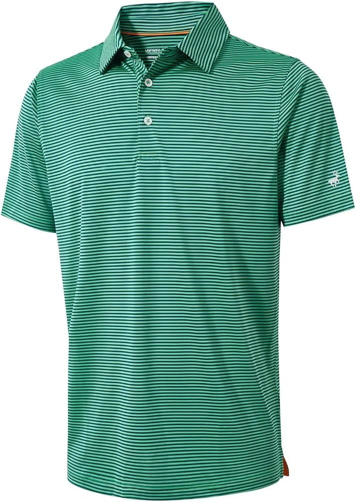 Mens Golf Shirt Moisture Wicking Dry Fit Performance Sport Short Sleeve Striped Golf Polo Shirts ... | Amazon (US)