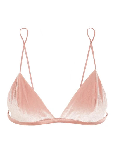 Fleur Du Mal - Velvet Soft-cup Triangle Bra - Antique rose | NET-A-PORTER (UK & EU)
