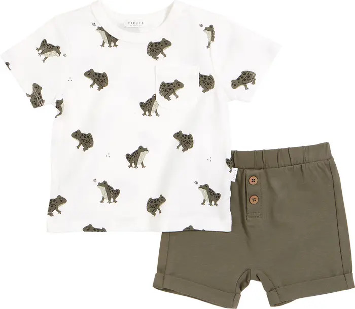 Frog Print Organic Cotton Blend T-Shirt & Shorts Set | Nordstrom