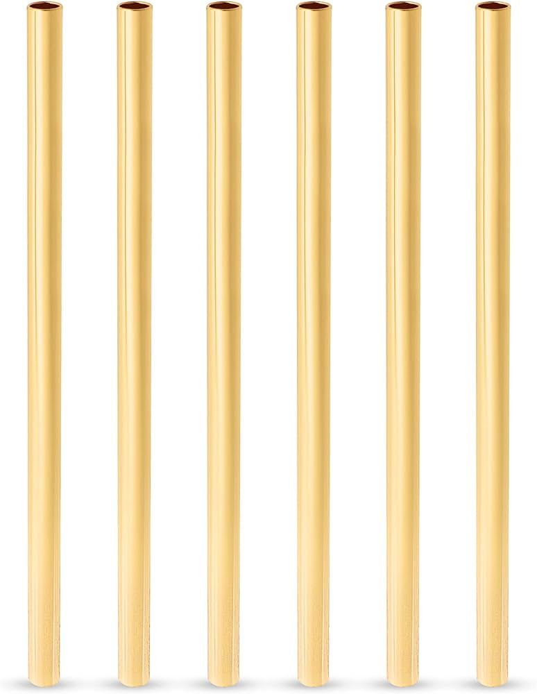 Viski Stainless Steel Cocktail Straws with Gold Finish, Eco-Friendly Reusable Short Metal Straws,... | Amazon (US)