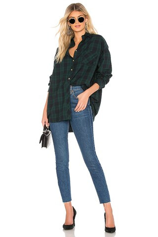 Audriana Oversized Flannel Top in Green | Revolve Clothing (Global)