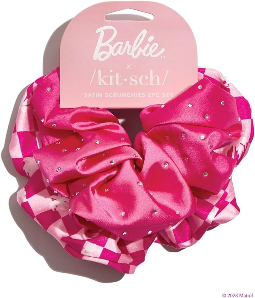 Barbie x Kitsch Satin Brunch Hair Scrunchies for Women - Softer Than Silk Scrunchies for Hair | S... | Amazon (US)