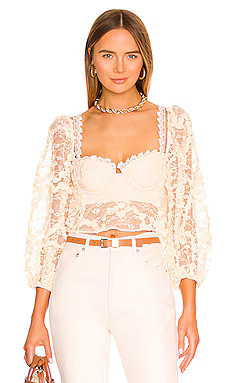 For Love & Lemons Ysabelle Crop Top in Ivory from Revolve.com | Revolve Clothing (Global)