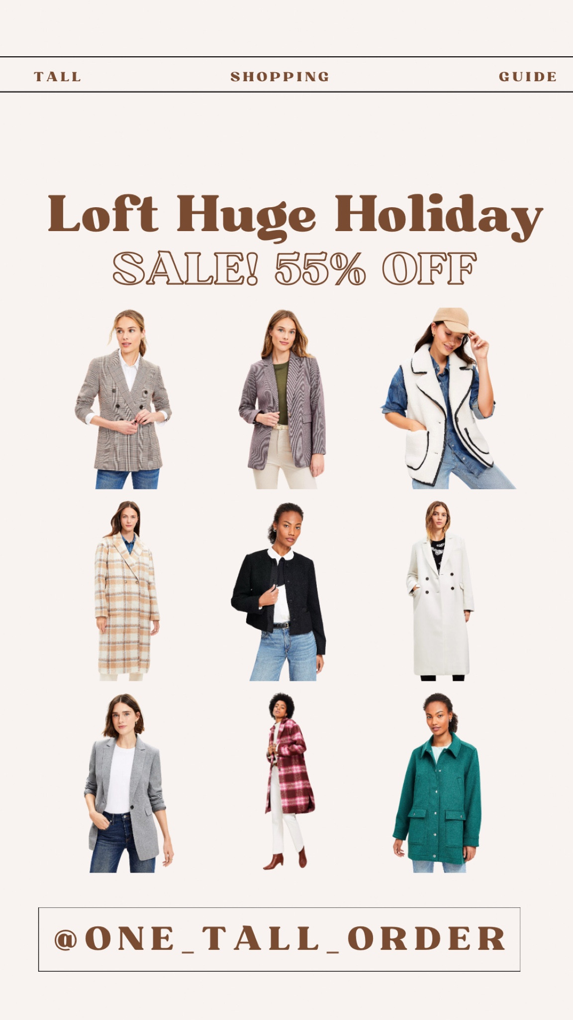 🚨 HUGE SALE ALERT 🚨 LOFT is having a 55% off sale on their entire site—including sale items! This is the perfect time to stock up on tall coats and blazers (all under $100!), skirts for less than $40, and tall jeans in the $30s. If you’re in need of some stylish business casual pieces, now’s your chance to snag them for a steal! 🙌

Don’t sleep on their shoes and accessories either—they’re majorly discounted too. Happy shopping! 🛍️

Tall, tall friendly, long, extra long, tall fashion, tall style, tall clothing, tall girl long inseam, jeans, wedding guest dress, summer dress, teacher outfit, halloween, maternity, back to school, work outfit, fall outfit, fall décor, ootd, country concert, work wear, blazers, gift guide, holiday, cozy, Christmas décor, boots, gifts for her, gifts for him
Follow me on Instagram at www.instagram.com/one_tall_order to check out my daily fun and fabulous tall finds ❤️



#LTKWatchNow #LTKHoliday #LTKGiftGuide