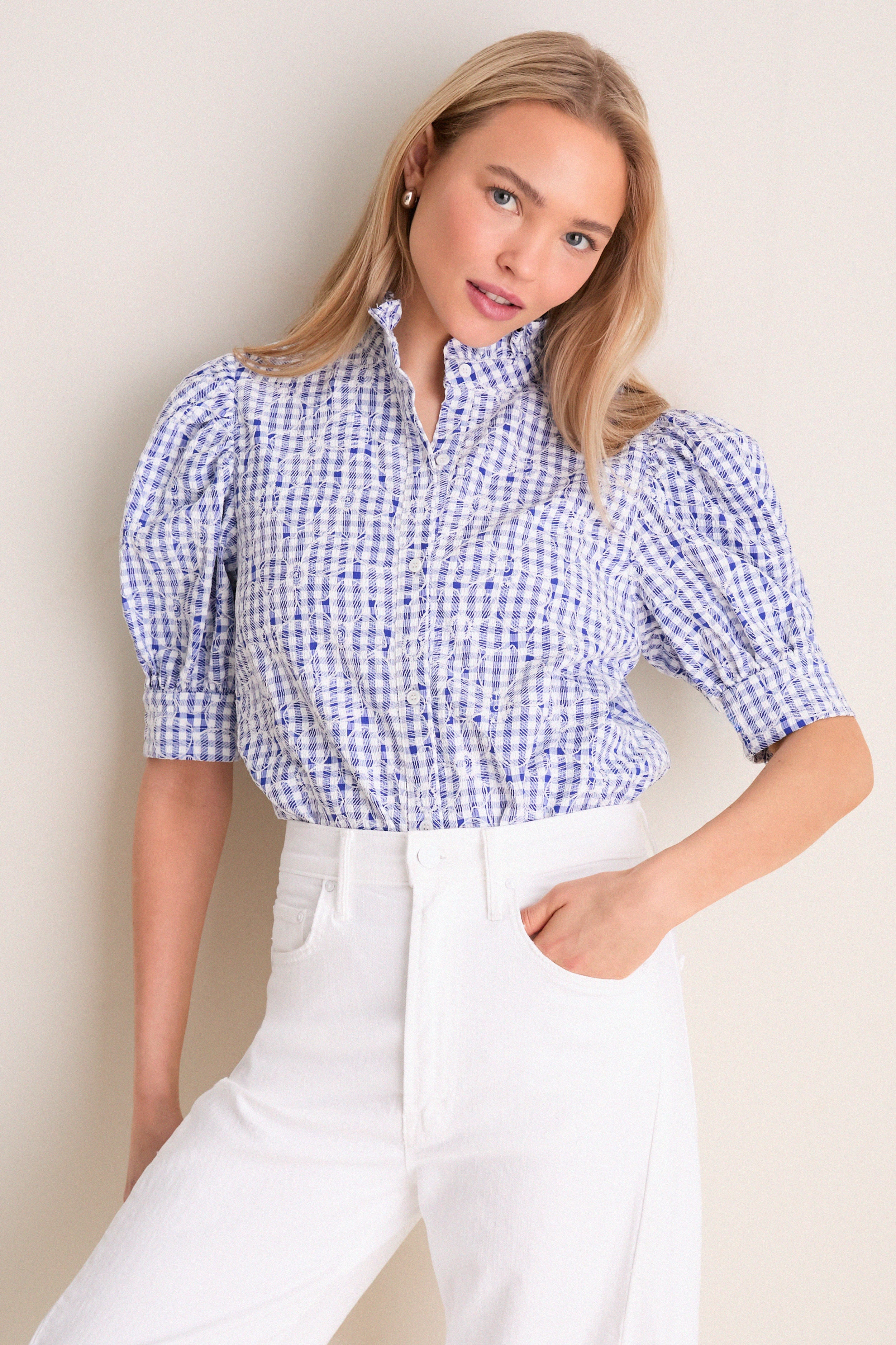 Red & Blue Floral Louisa Blouse | Tuckernuck (US)