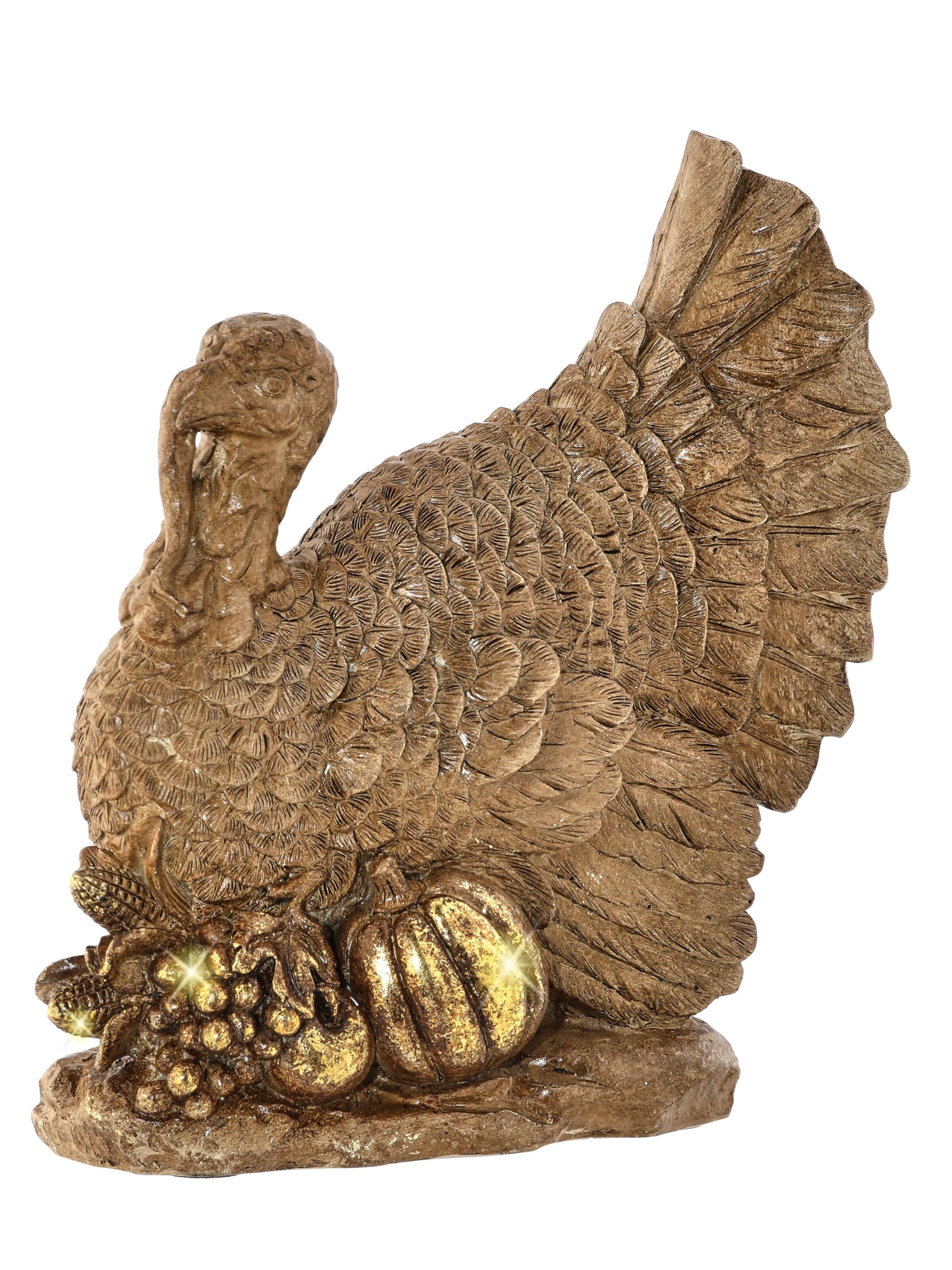 Harvest Sculpted Thanksgiving Turkey Tabletop Centerpiece, 7 x 6.5 Inches, Resin with Gold Finish | Amazon (US)