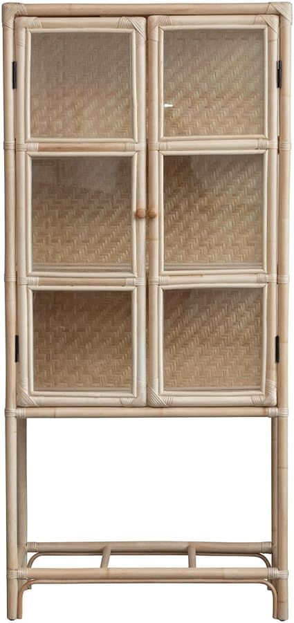 Amazon.com: Bloomingville Rattan & Glass Cabinet with 2 Doors & 2 Shelves, Natural Shelf : Home &... | Amazon (US)