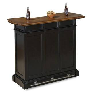 Americana 4-Shelf Black and Oak Bar with Foot Rail | The Home Depot