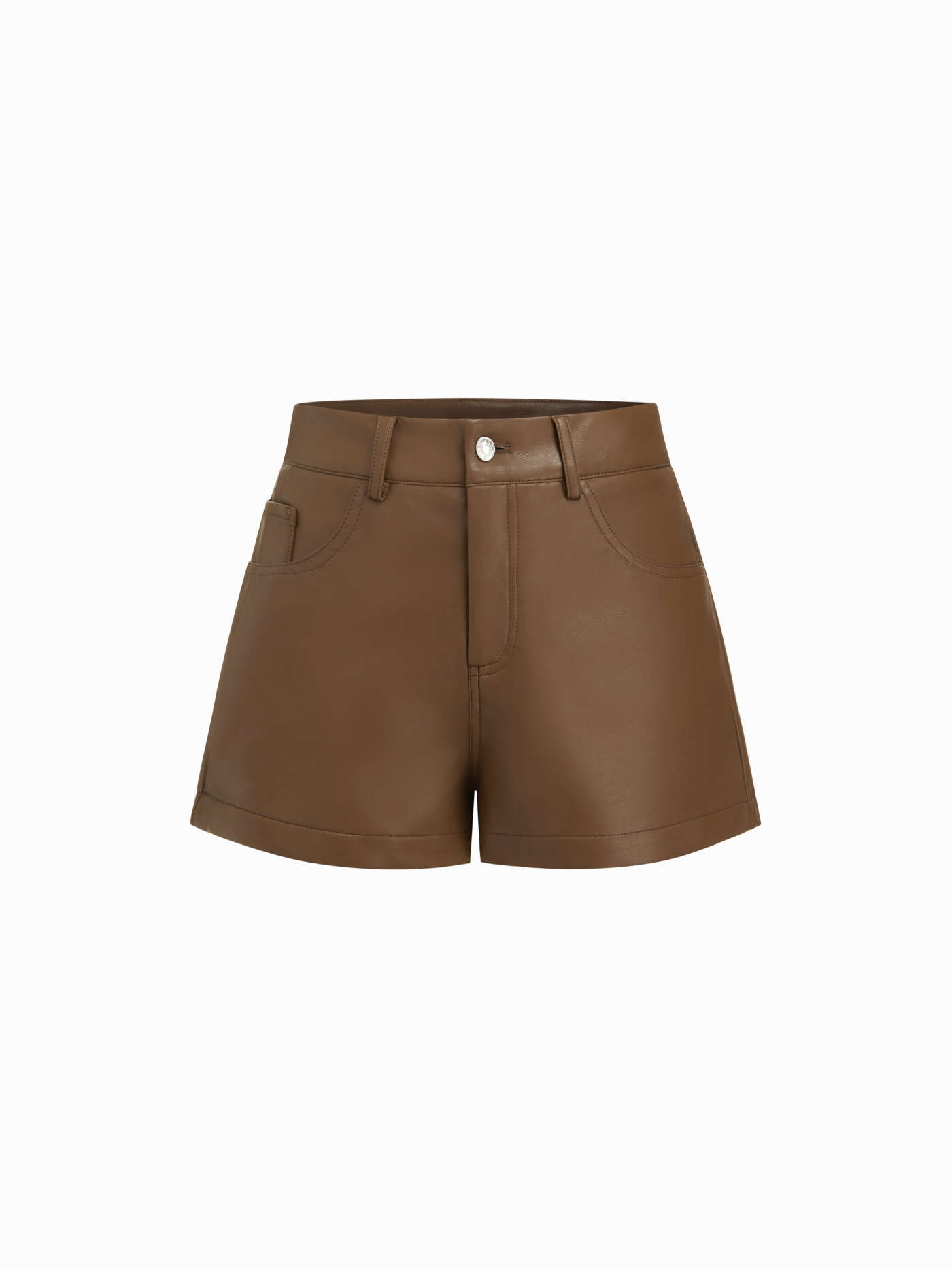 Faux Leather Faux Leather Mid Rise Micro Shorts For Work | Cider