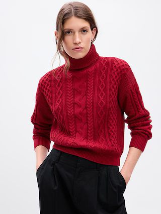 Cropped Cable-Knit Turtleneck Sweater | Gap (US)