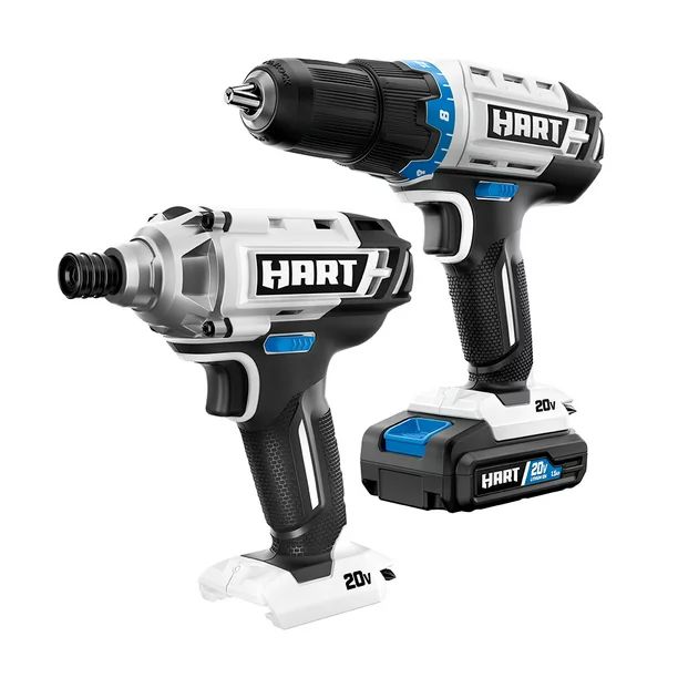 HART 20-Volt Cordless 2-Piece 1/2-inch Drill and Impact Driver Combo Kit (1) 1.5Ah Lithium-Ion Ba... | Walmart (US)