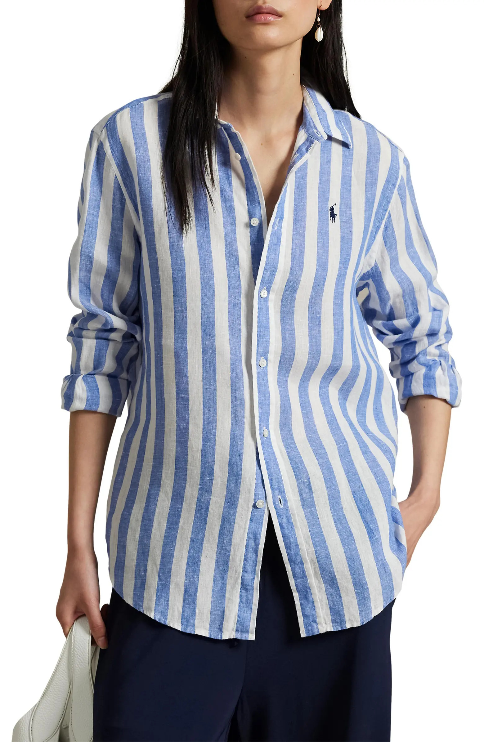 Classic Fit Stripe Linen Button-Up Shirt | Nordstrom