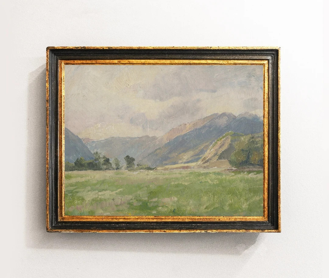 Meadow Painting, Country Landscape, Mountains Landscape, Home Decor, Vintage Print / P296 - Etsy | Etsy (US)