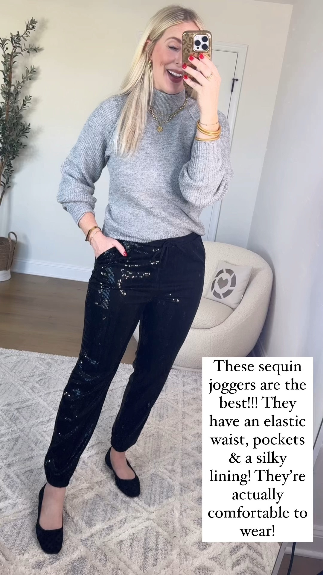 Walmart try on, time and tru, Walmart outfit, sequin joggers, grey sweater 

Medium in both!

#LTKFindsUnder50 #LTKHoliday #LTKVideo