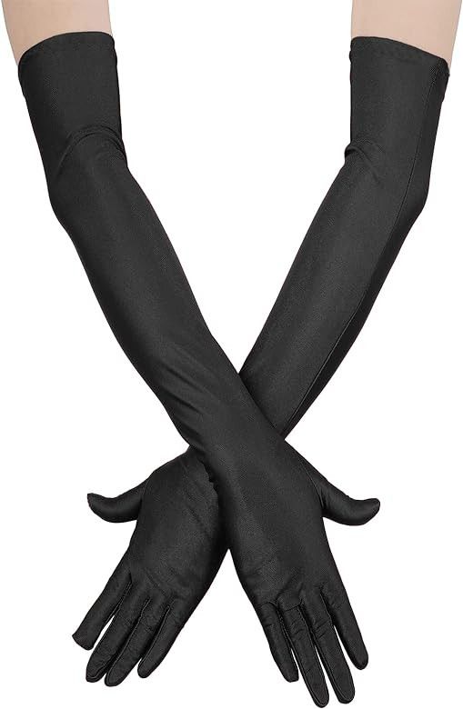 Women's Long Satin Finger Gloves Long Flapper Evening Opera Gloves Elbow Length 1920s Opera Brida... | Amazon (US)