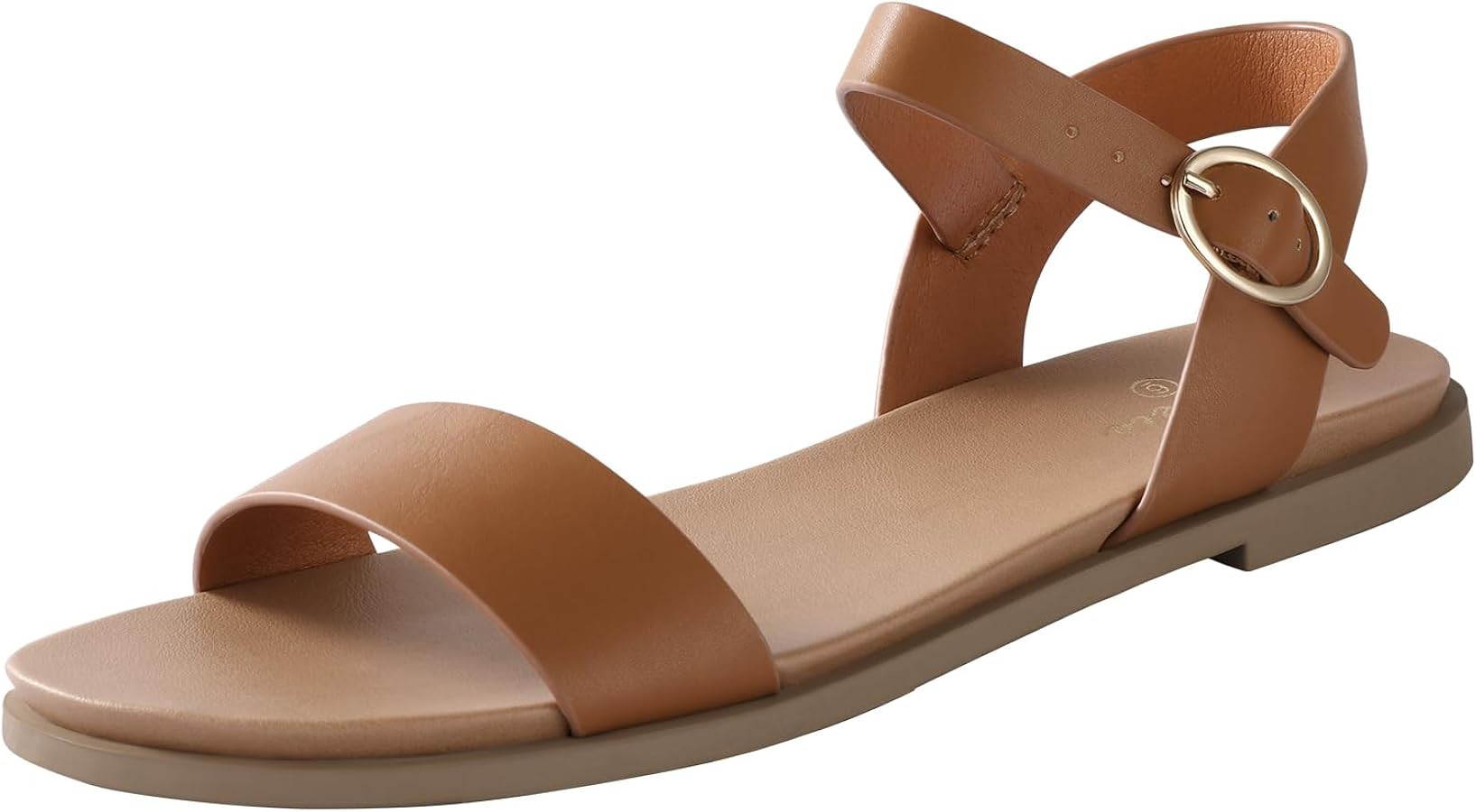 Womens Ankle Strap Flat Sandals Dressy Summer Beach Sandals for Women 2026 Open Toe One Band Buck... | Amazon (US)