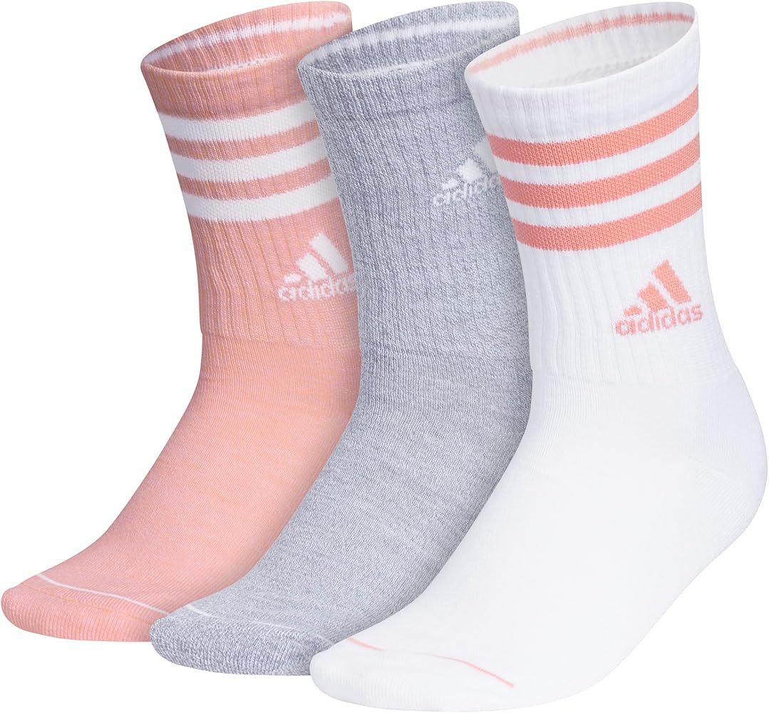 adidas 3-Stripe Crew Socks (3-Pair) with arch compression | Amazon (US)