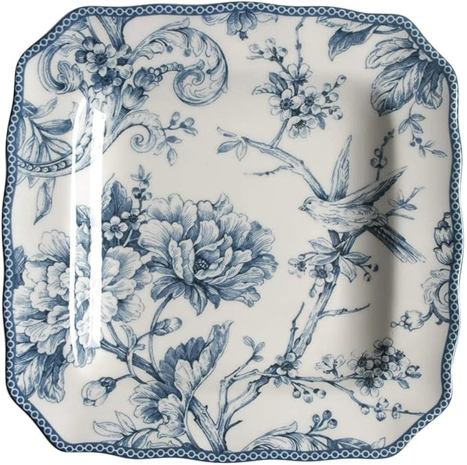 222 Fifth Adelaide Blue & White Square Salad Plate (1) | Amazon (US)