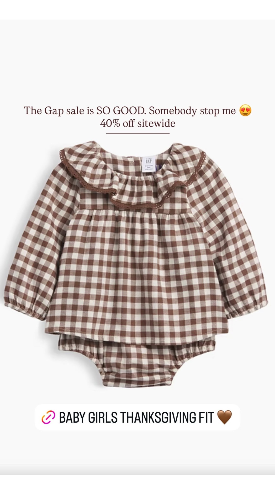 The Gap sale is SO GOOD. 

Somebody stop me 😍 40% off sitewide!!

Baby girls Thanksgiving fit idea 🤎

#LTKSaleAlert #LTKootd #LTKBaby
