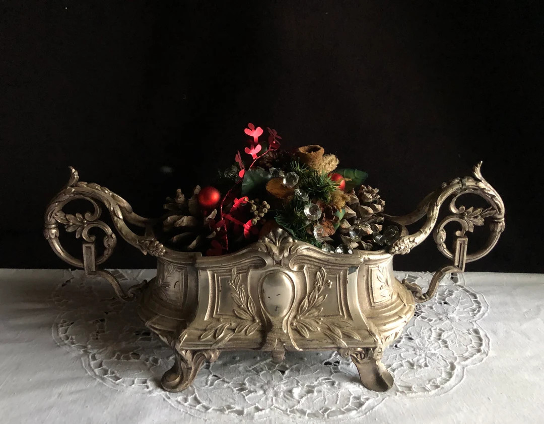 Vintage French Table Centre, Jardiniere, Planter. Plated Cast Iron. Ornate and Beautiful - Etsy | Etsy (US)