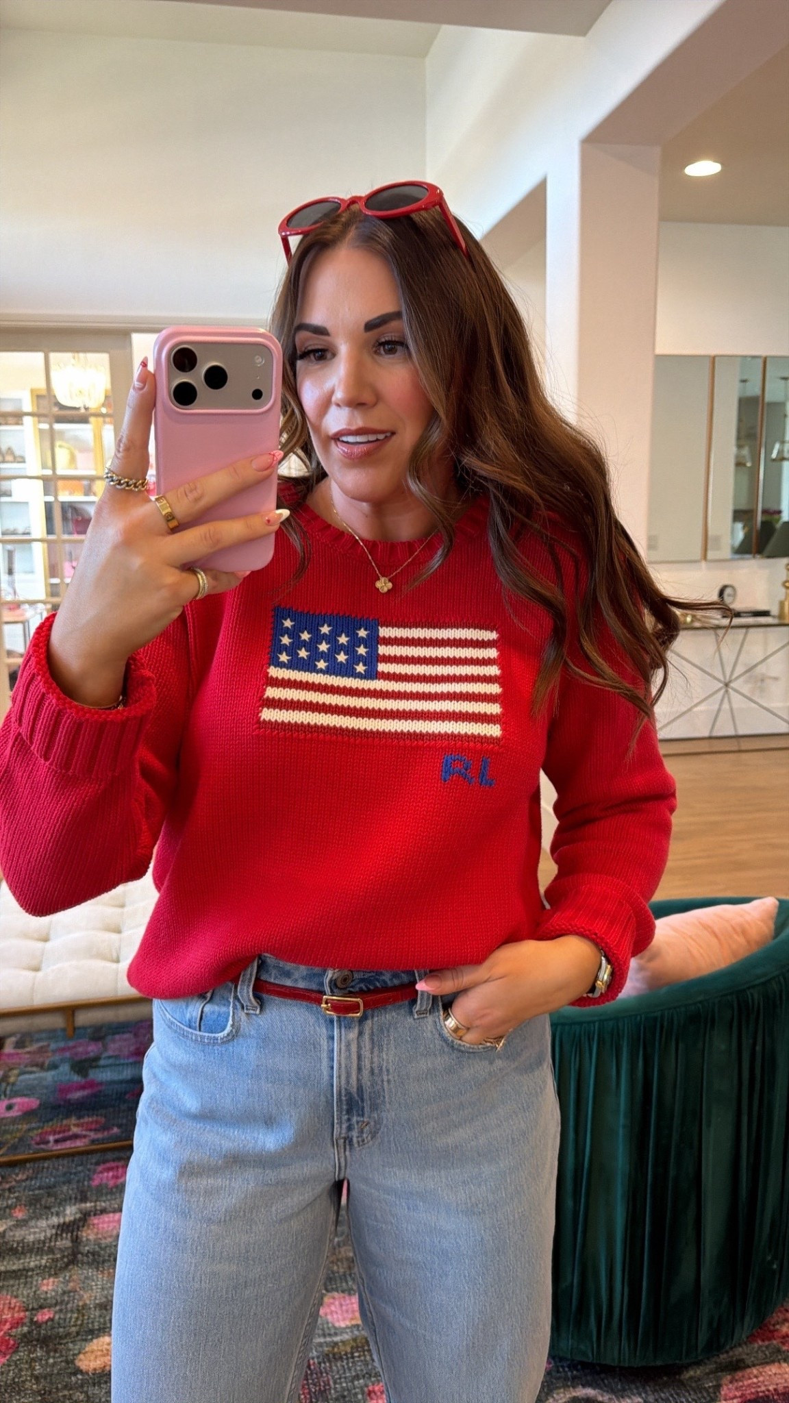 curvy midsize USA flag Ralph Lauren look for the Olympics ❤️ wearing size xl in sweater and size 29 in denim 

#LTKSeasonal #LTKMidsize