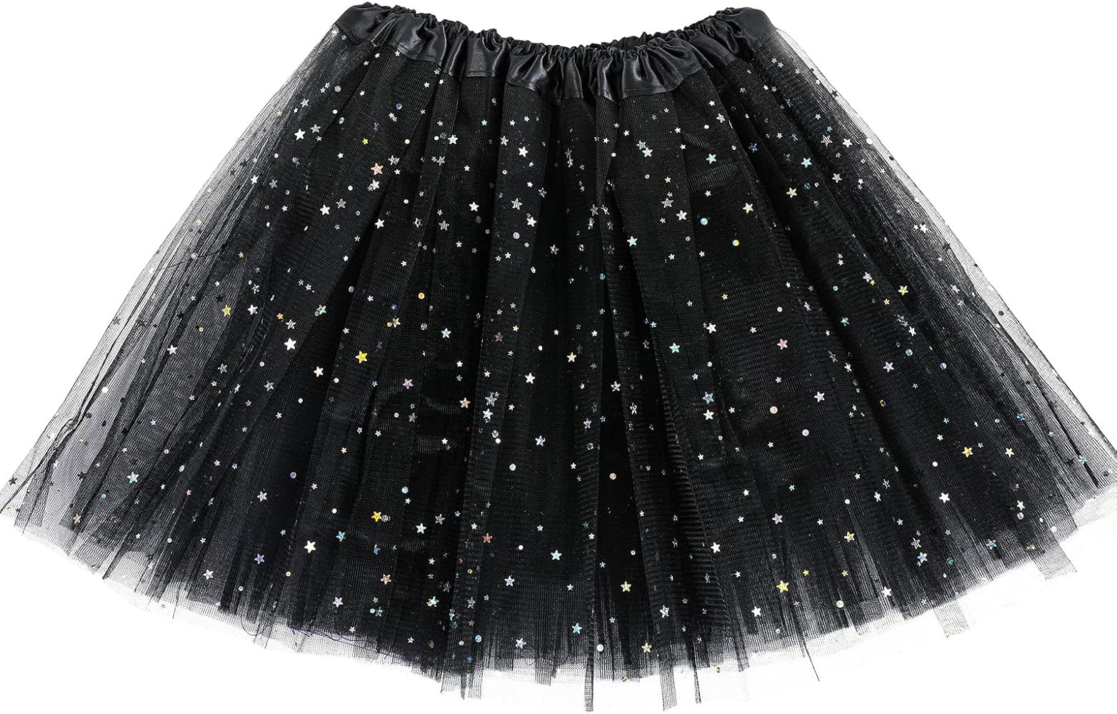 Yolev Tutu Skirts for Women Girls Adult Elastic 3 Layered Tulle Tutu Skirt with Sequin Stars Retr... | Amazon (US)