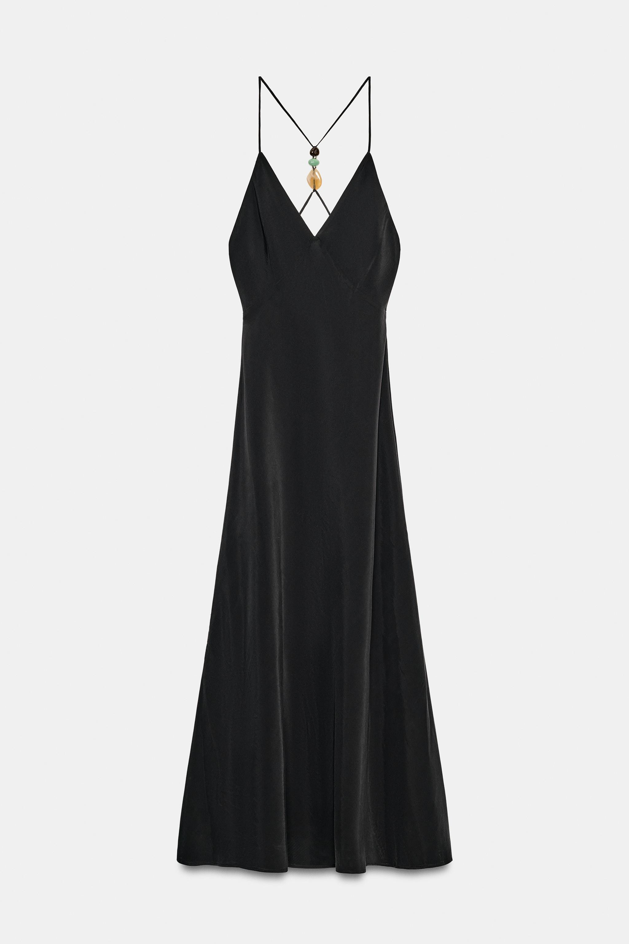 BEADED STRAP MIDI DRESS | Zara US