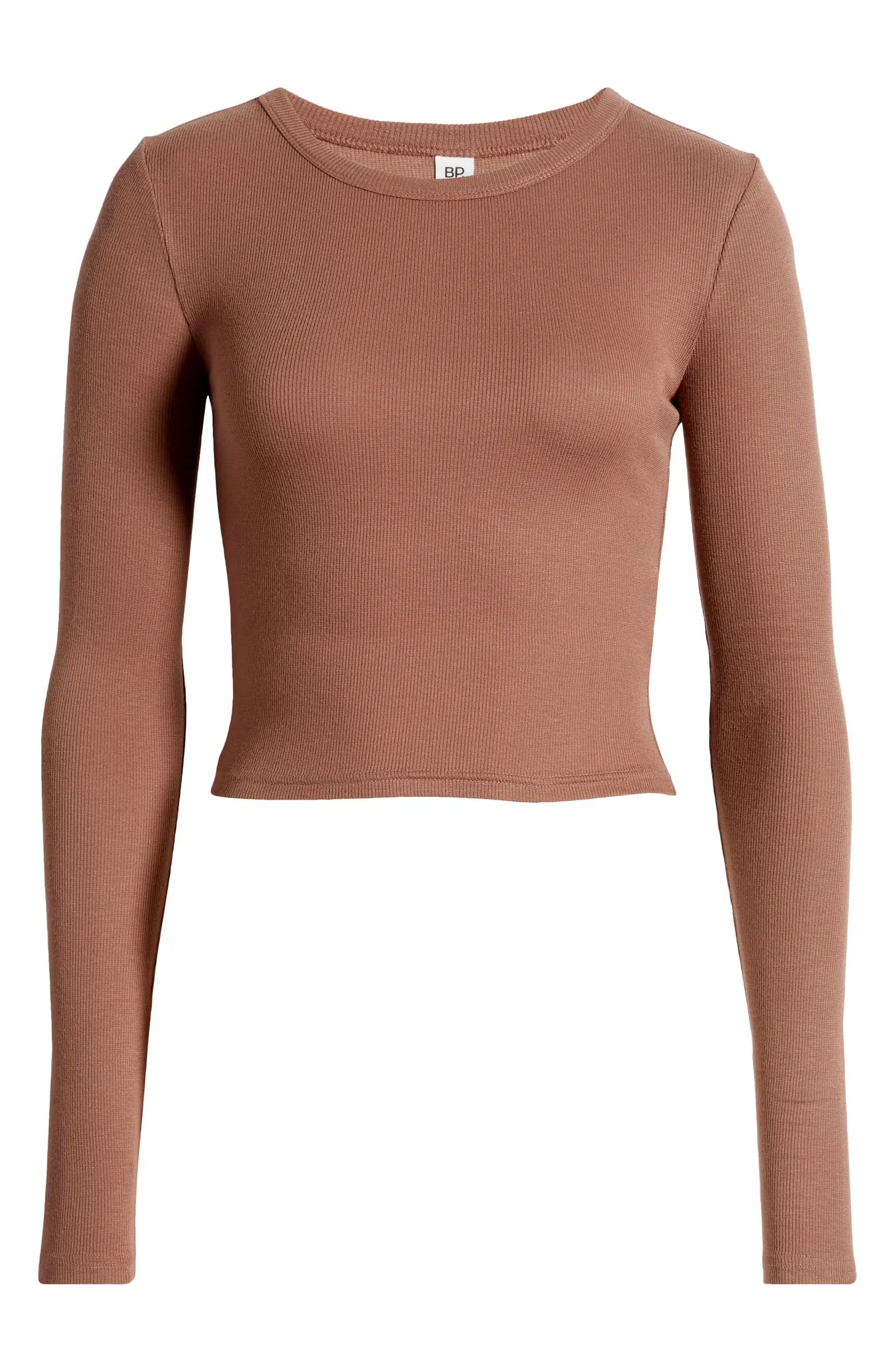 Rib Long Sleeve Crop Top | Nordstrom