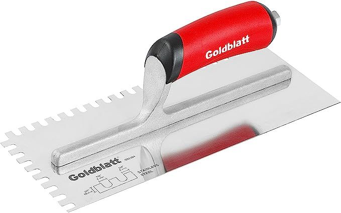 Goldblatt G02384 1/4-Inch By 3/8-Inch By 1/4-Inch U-Notch Trowel With Pro-Grip Handle | Amazon (US)