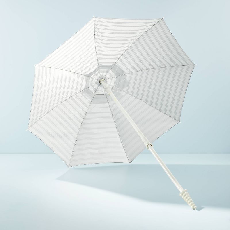 Striped 6' x 6' Beach Umbrella Dark Gray/Cream - Hearth & Hand™ with Magnolia | Target